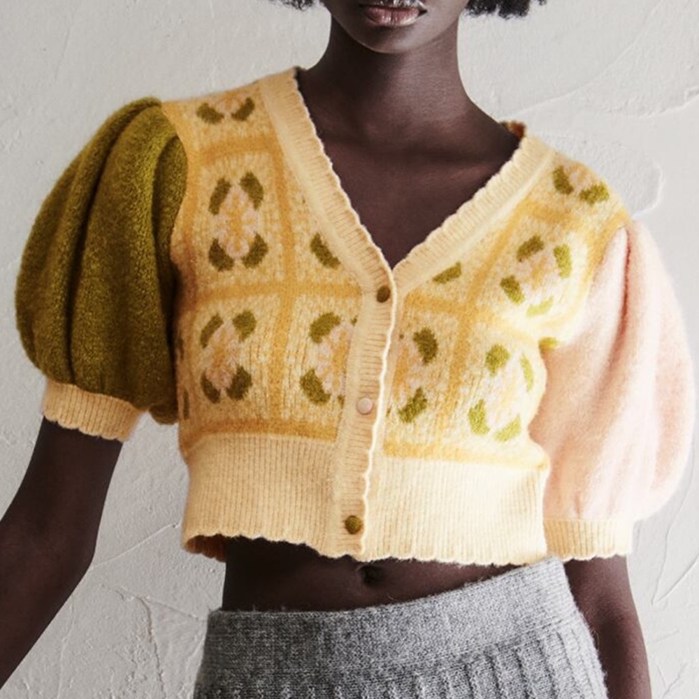 Zara Floral Knit Cardigan
